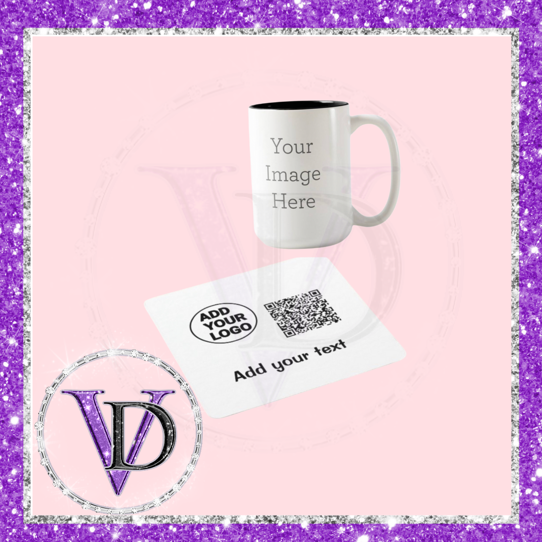 Custom Image or Logo Mug and Coaster Set